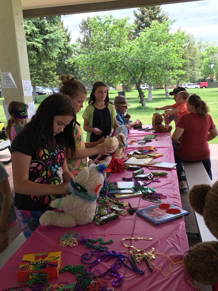 Children work on an arts and crafts project