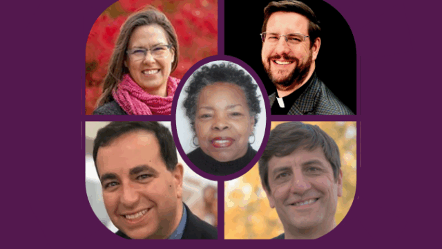 Headshots of Dr. Anita Rogers, Beth Lindley, Rev. Dr. Scott Ness, Andrew Russo, and David Sherman