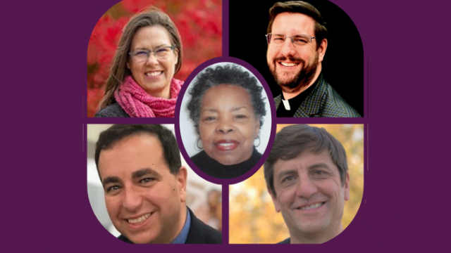 Headshots of Dr. Anita Rogers, Beth Lindley, Rev. Dr. Scott Ness, Andrew Russo, and David Sherman