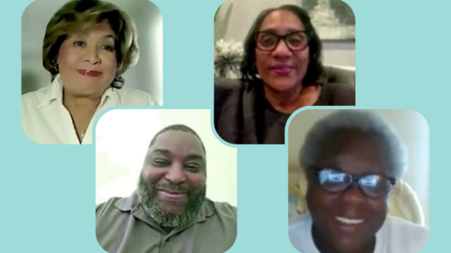 Video stills of Karyne Jones, Rhodena Arnold, Rod Johnson, and Shirley Littlejohn